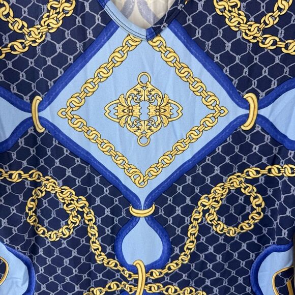 J. McLaughlin Chain Geometric Print V-Neck Top - Picture 2 of 5